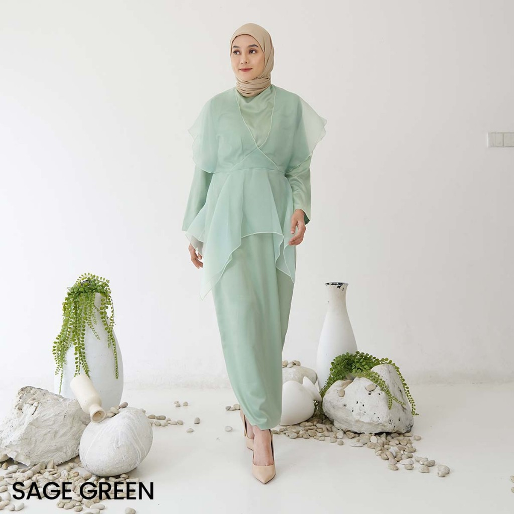 KIRANA Dress Oryza / Gamis Organza Satin / Gamis Satin / Dress Satin Feminim Elegant / Baju Muslim M