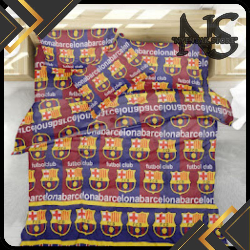 bedcover set motif bola Barcelona/sesuai motif foto