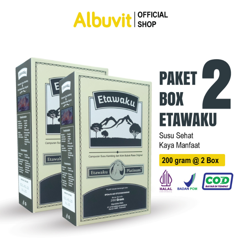

[ PAKET 2 BOX ] ETAWAKU PLATINUM 200gr Susu Kambing Etawa Untuk Kesehatan Tulang Dan Sendi