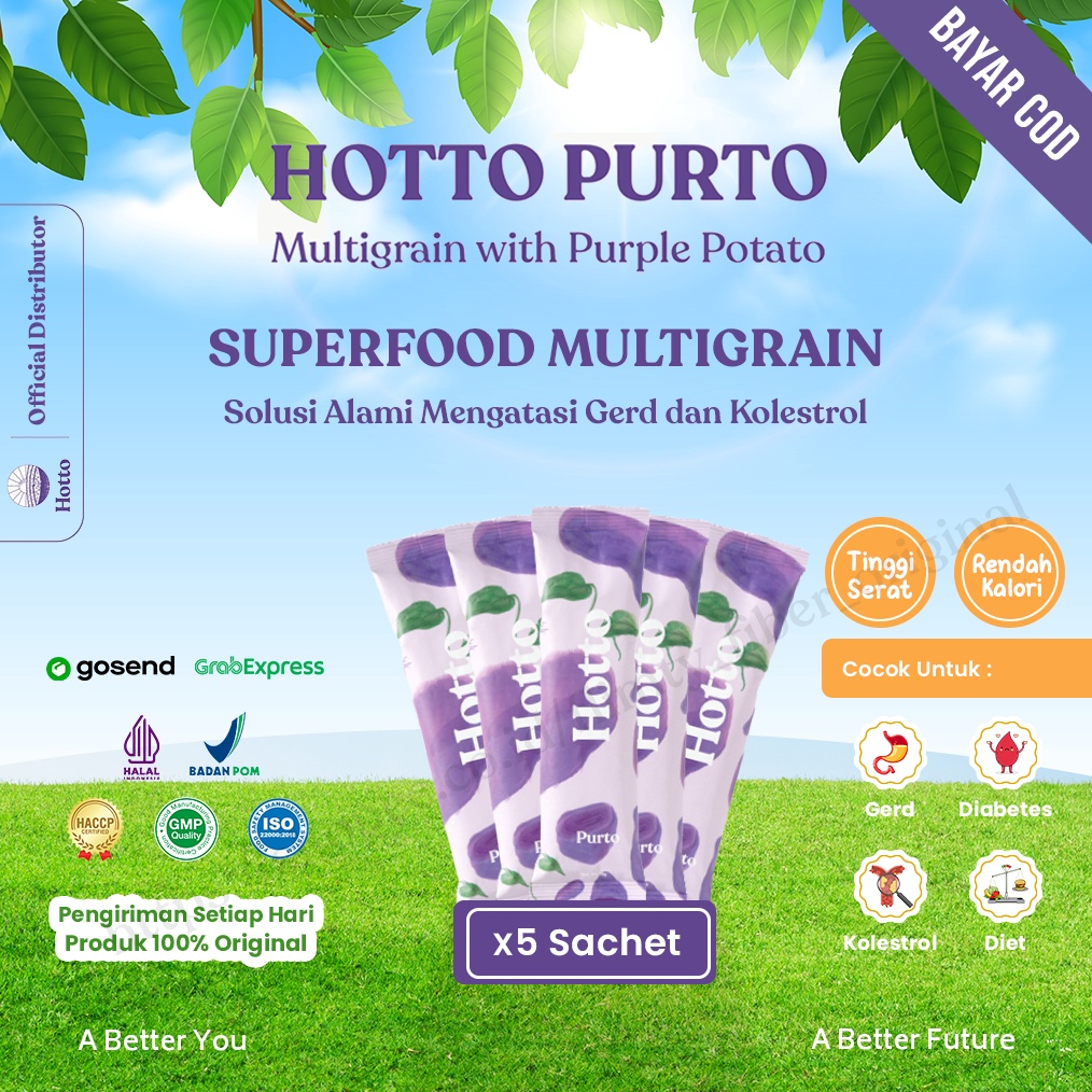 

MEN SALE Hotto Purto Multigrain with Purple Potato Minuman Oatmeal Sereal Kaya Serat Nutrisi Edisi Sachet Ready gas