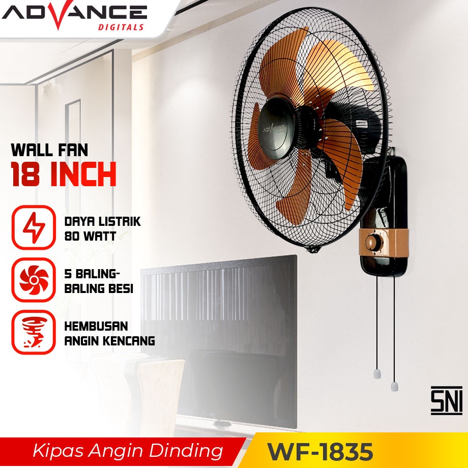 Wfp Kipas Angin dinding Advance WF1835 18 inci baling 5 stainless kipas angin Tornado fan Swing  kip