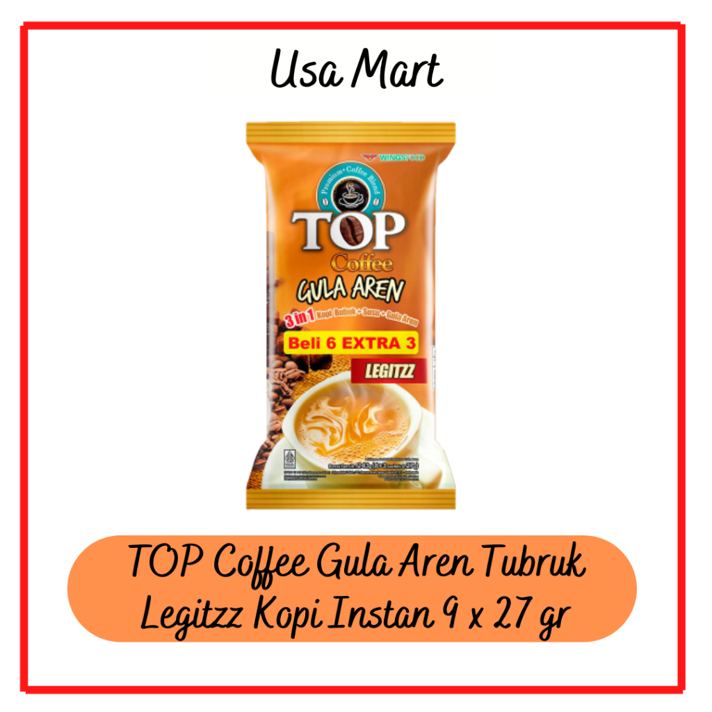 

TOP Coffee Gula Aren Tubruk Legitzz Kopi Instan 9 x 27 gram