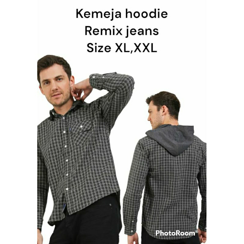 kemeja hoodie remix jeans