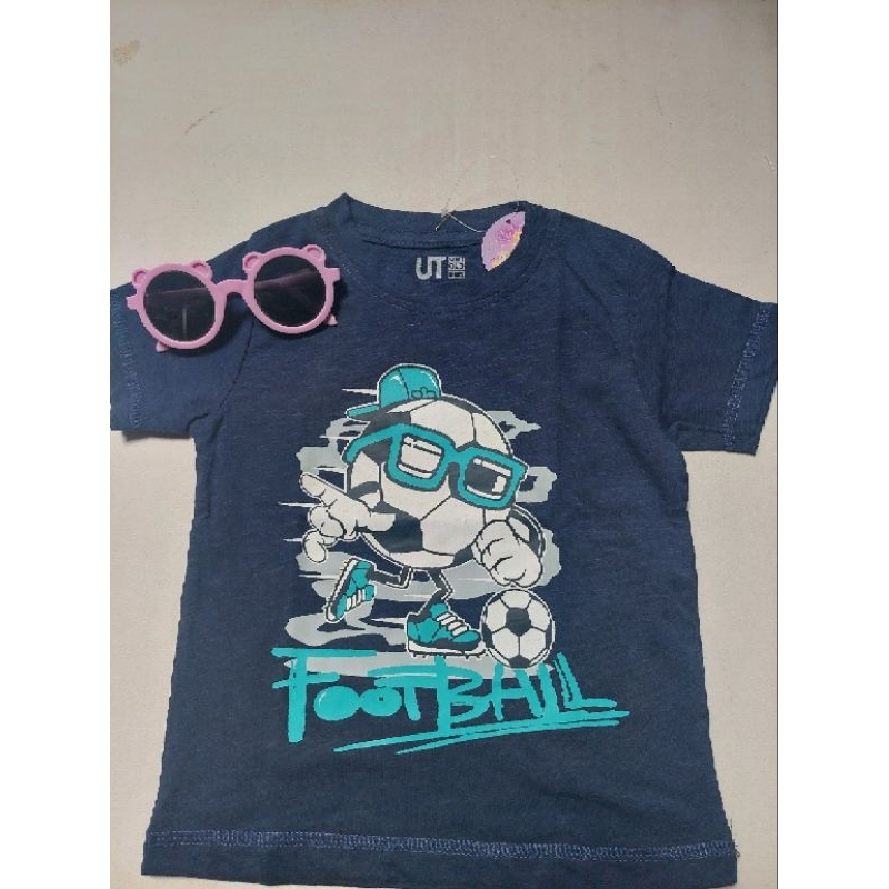 kaos tshirt original branded UNIQLO KIDS foot ball navy