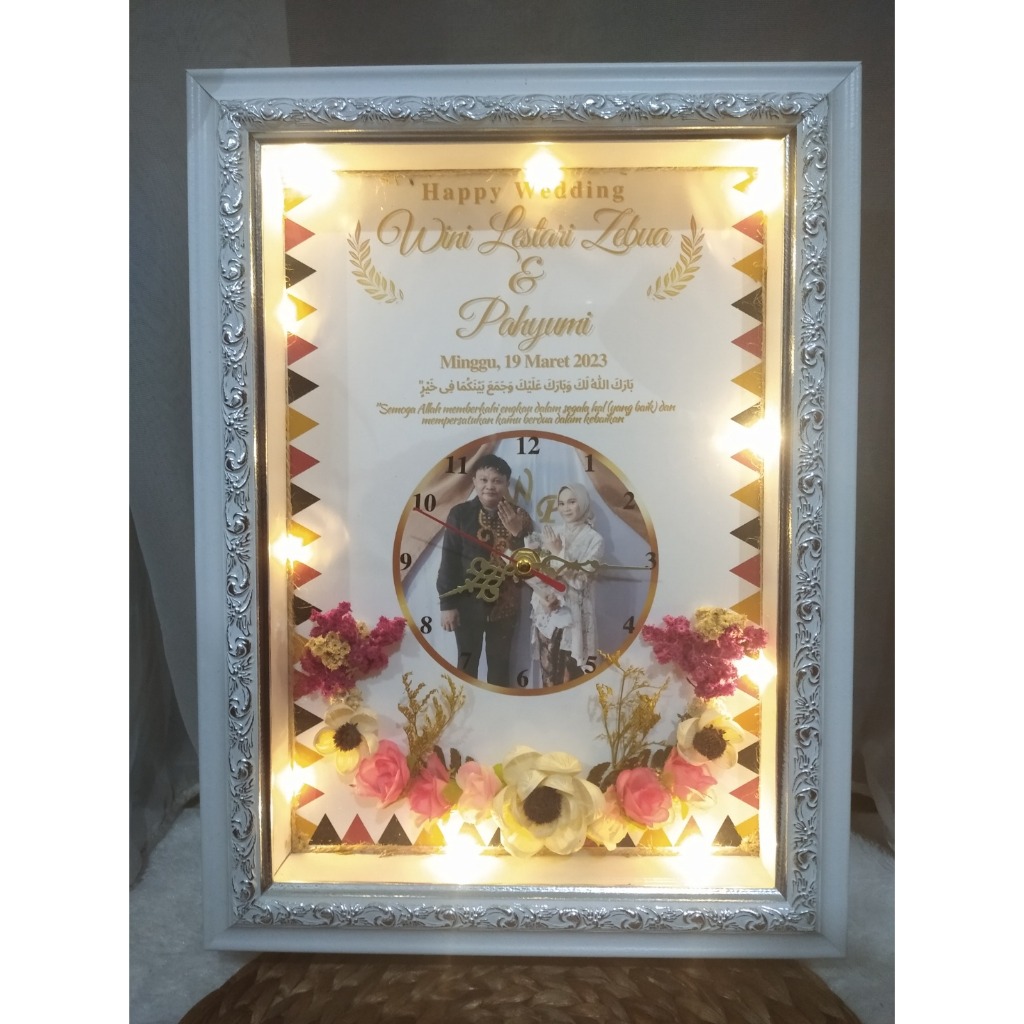 PROSES SEHARI Kado Nikahan/Wedding/Mahar/Walimatul Ursy/JAM/Bingkai 3D Premium/Pigura/35x25/Figura