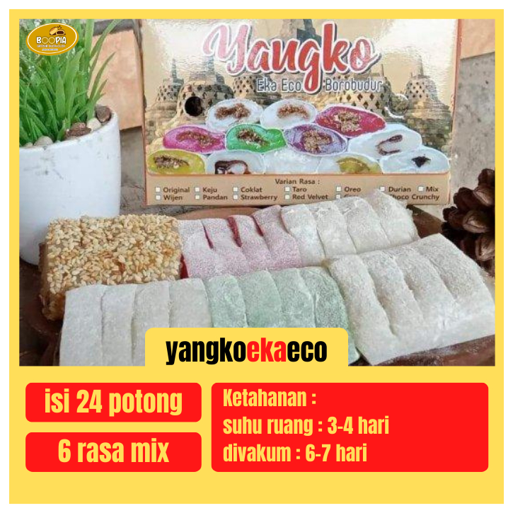 Yangko Eka Eco Borobudur / Oleh-oleh Khas Magelang Jogja / Kue Mochi / Yangko Kacang Original