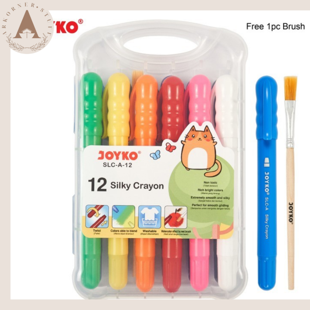 

[SET 12] Joyko Silky Crayon Krayon Warna Halus 12 Warna SLC-A-12