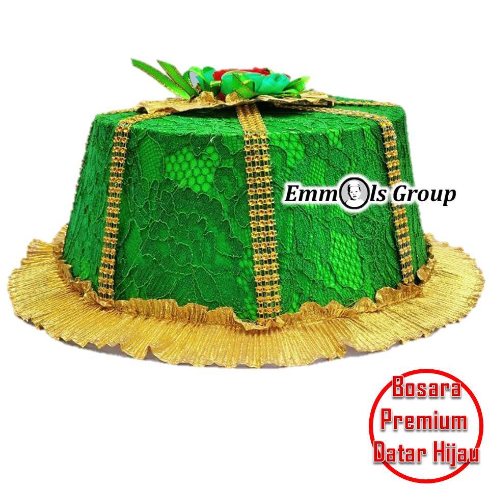 Tutup Bosara Bahan Renda Kualitas Premium Model datar Warna Hijau Bahan Besi dan Kain