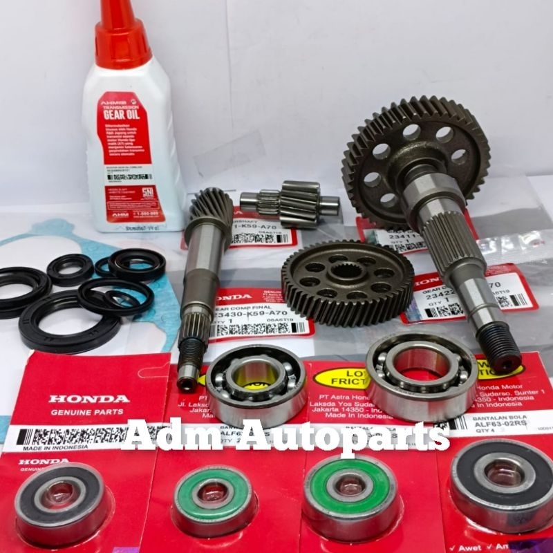 Paket Komplit Rasio Gear BOX Gardan 4aitem K59+6PC Bearing+Oli+Sil Komplit+Paking  Vario 150 Esp Led
