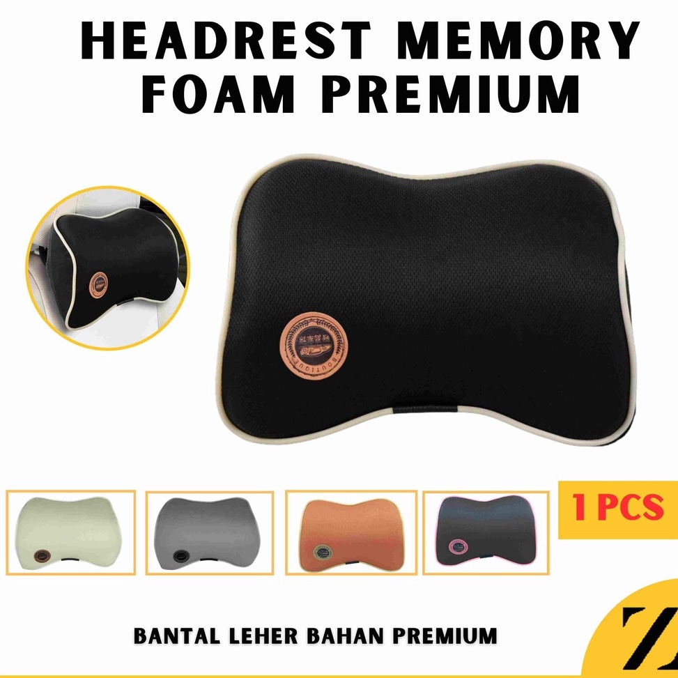 HzS Bantal Leher Mobil Kepala Headrest Head Neck Rest Pillow Memory Foam  Harga Murah