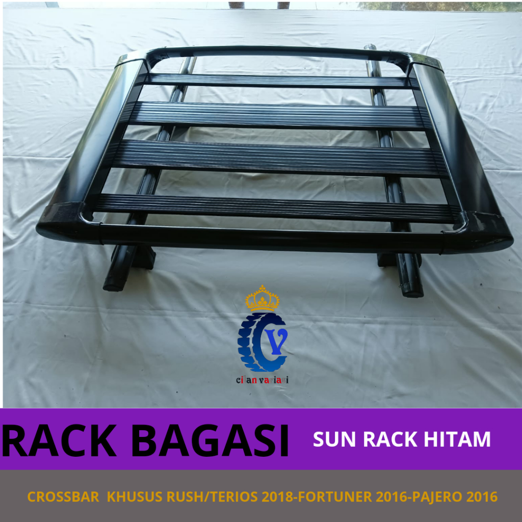 Cilan Variasi - Paket Rack Bagasi Atas Mobil Oval Hitam Kaki Khusus Rush/Terios 2018-Pajero 2016-For