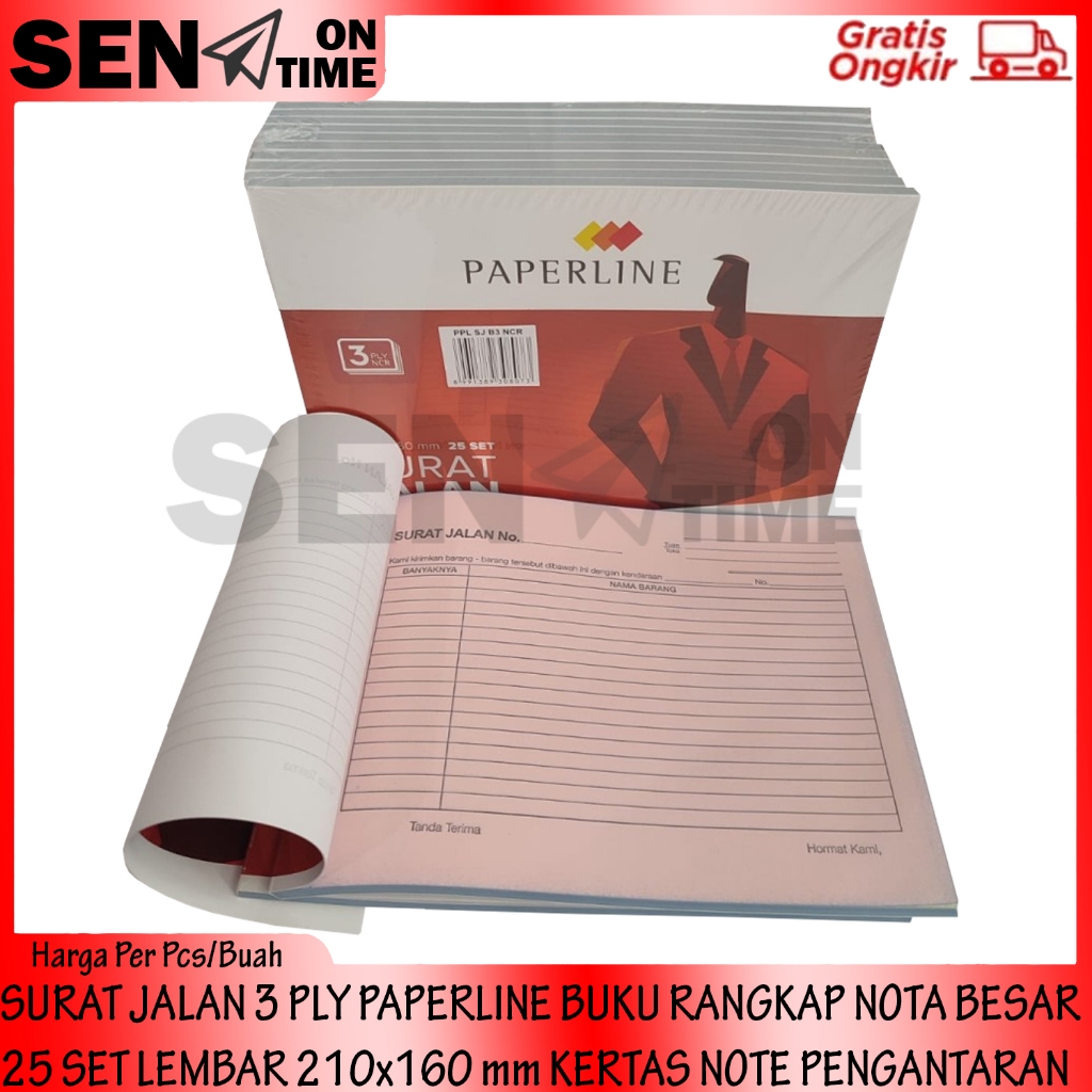 

SURAT JALAN PAPERLINE 3 PLY RANGKAP BUKU NOTA BESAR 25 SET KERTAS NOTE PENGANTARAN LEMBAR 210x160 mm STRUK SETRUK PEMBELIAN BARANG BELANJA NOTEBOOK NOTEPAD BOOK PEMBUKUAN PAPER LINE TULIS CATATAN JUALAN