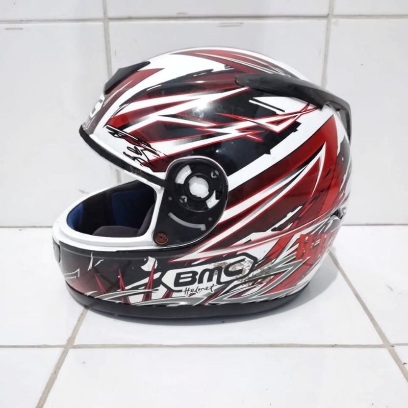 helm Fullface size L BMC Blade bekas original merah putih hitam