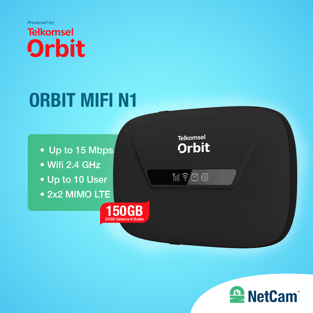 MODEM TELKOMSEL ORBIT MIFI N1 +15GB MODEM WIFI PORTABLE 4G LTE HOTSPOT 10 USER