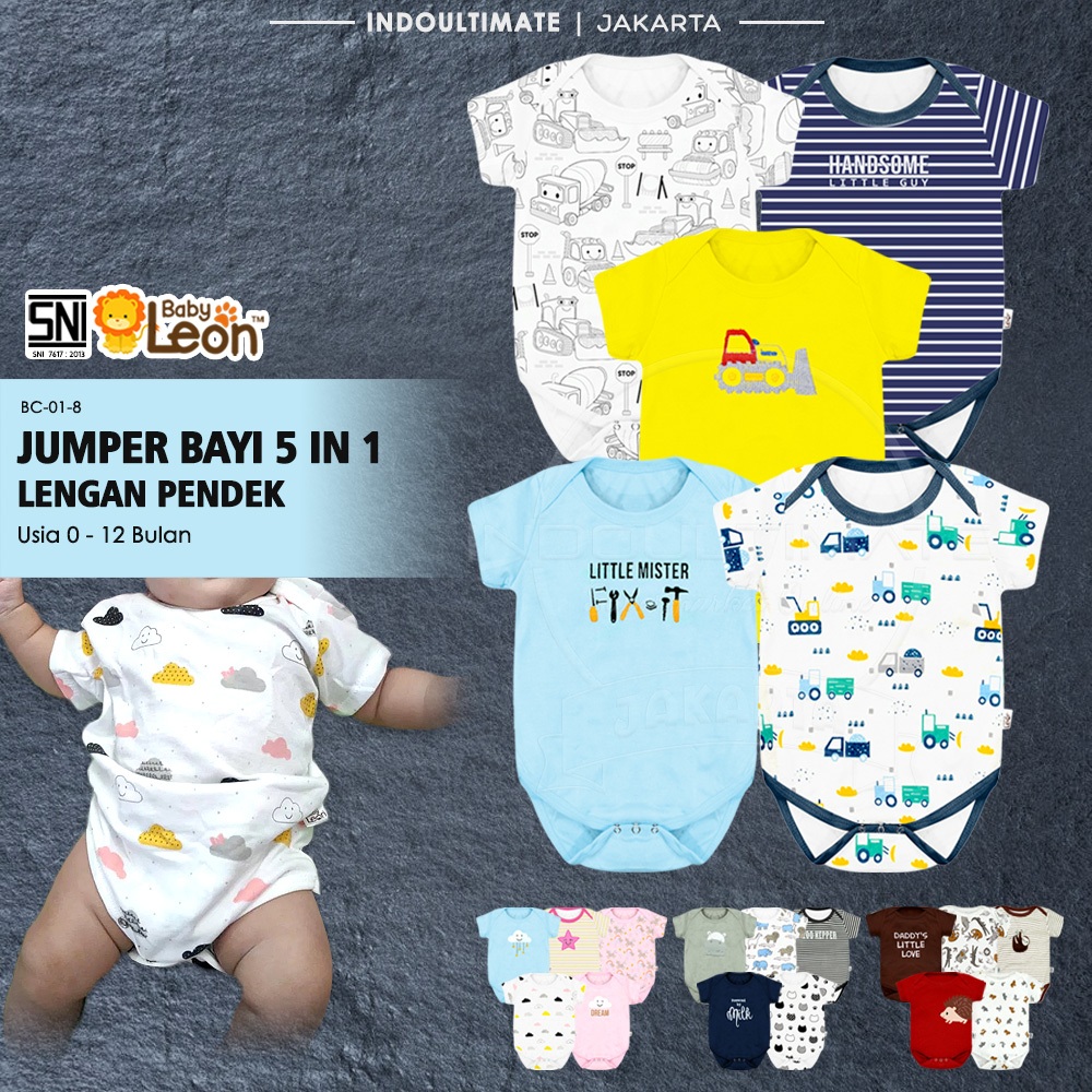 5in1 Jumsuit Bayi 100% COTTON (Label SNI) Jumper Bayi Bodysuit Bayi BC-01-8 Jumpsuit Anak Bayi Baju 