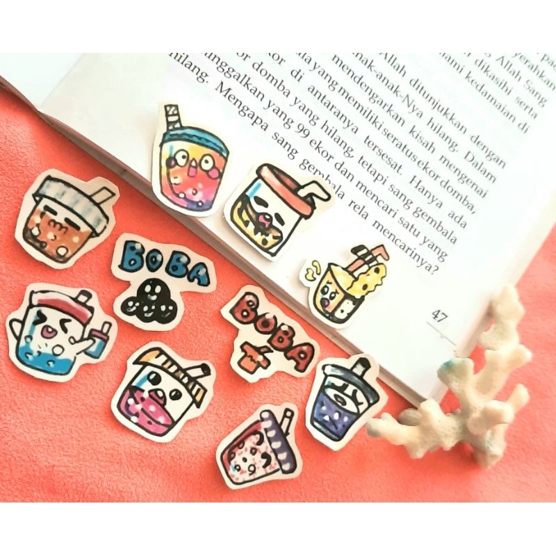 

Stiker monster kartun lucu digambar handmade buatan anak SD