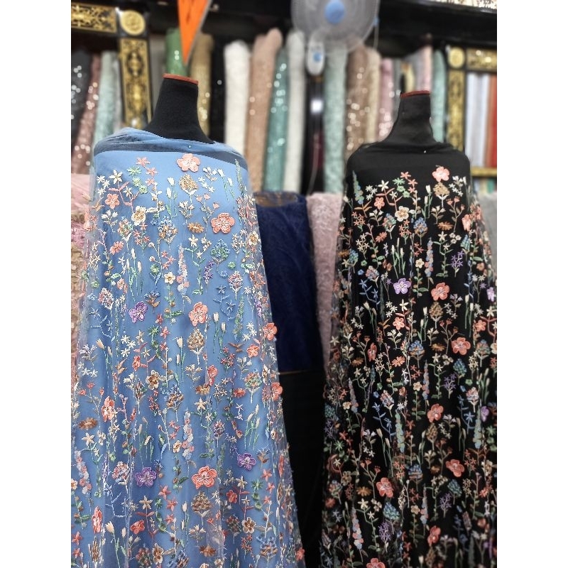 Tulle 3d multicolor | tulle bordir flower -kingtextile