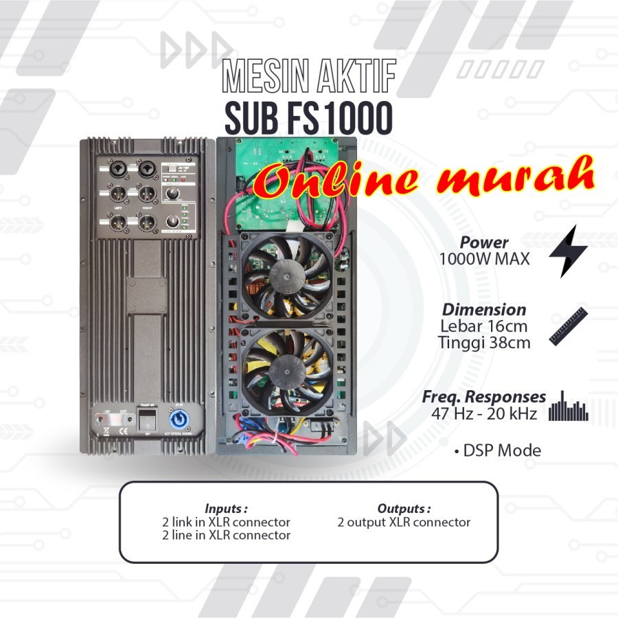Mesin Speaker Aktif / Power Kit Aktif 1000 Watt Original SUB FS1000
