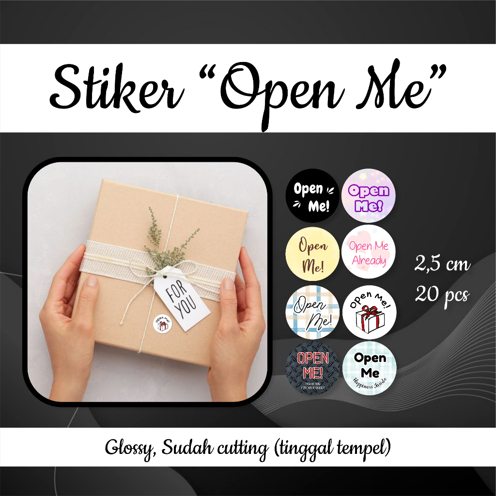 

20 Pcs Stiker Open Me Glossy