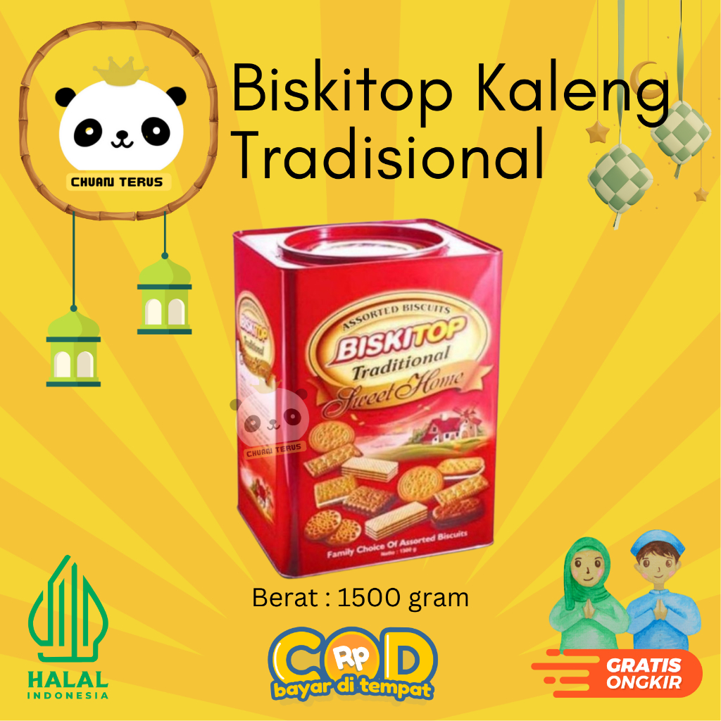 BISKITOP - KALENG KOTAK TRADISIONAL 1500Gr Assorted Biskuit Biscuit Wafer Kaleng Lebaran Murah
