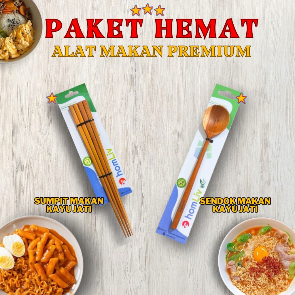 PGJ - Sendok Sumpit Kayu Korea Set / Sendok Kayu Madu Tebal Anti Jamur Premium Sendok Makan / Sumpit