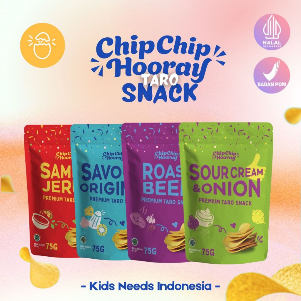 

CHIP CHIP HOORAY Premium Taro Snack Keripik Talas Cemilan Diet Sehat 75g