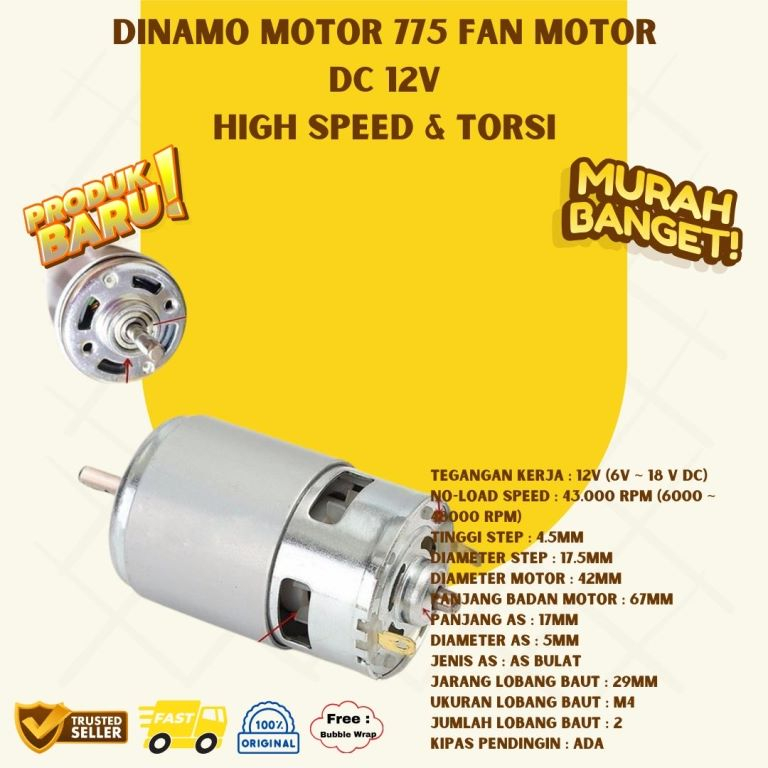 Motor DC 12 Volt High Speed Torsi Dinamo 775