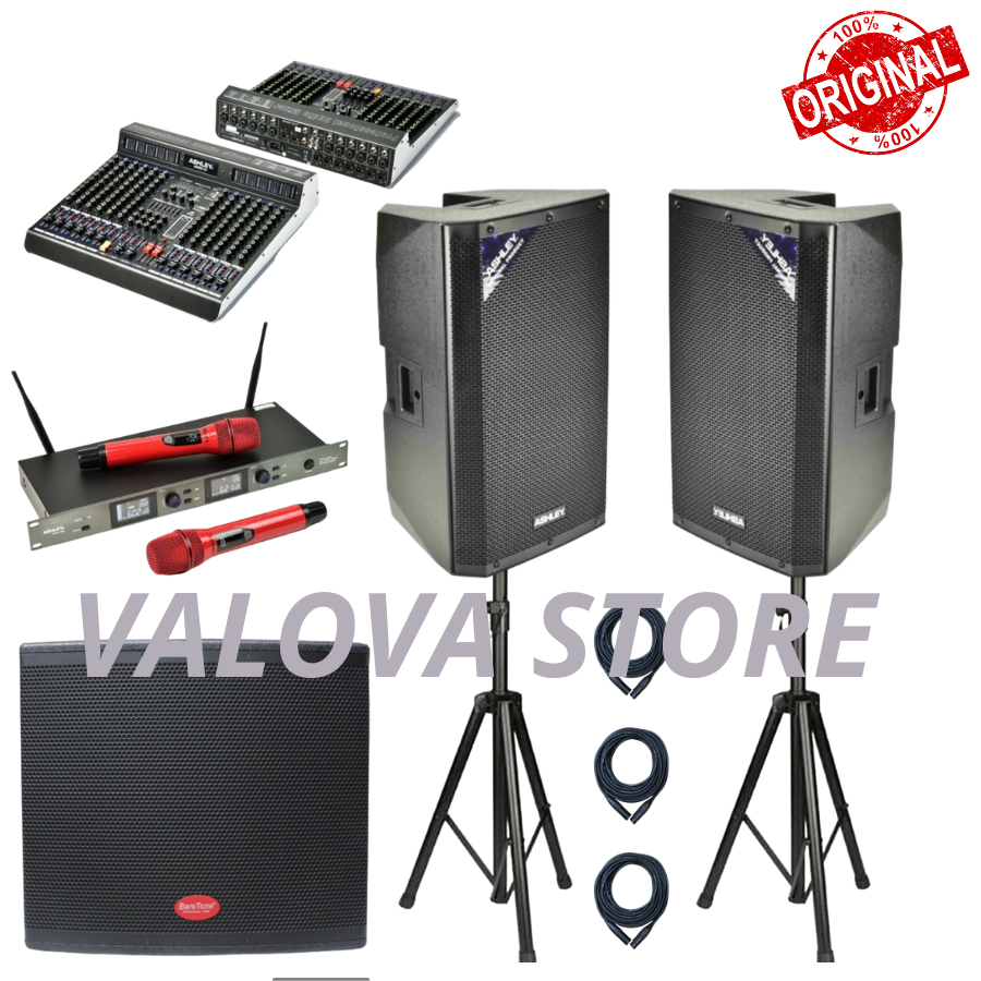 Paket 12 akustik soundsystem cafe ashley + subwoofer baretone sw18
