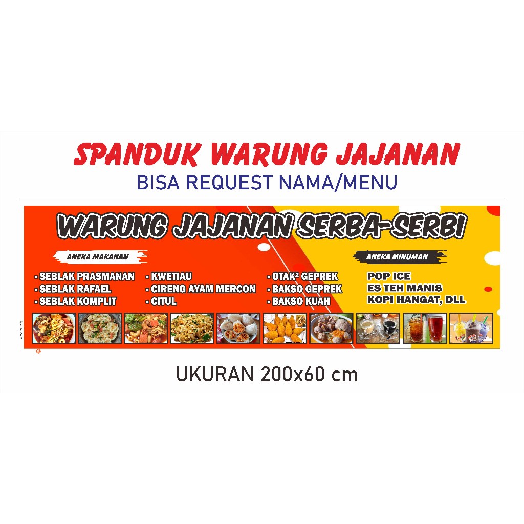 Spanduk Warung Jajanan/Banner Aneka Jajanan 200x60