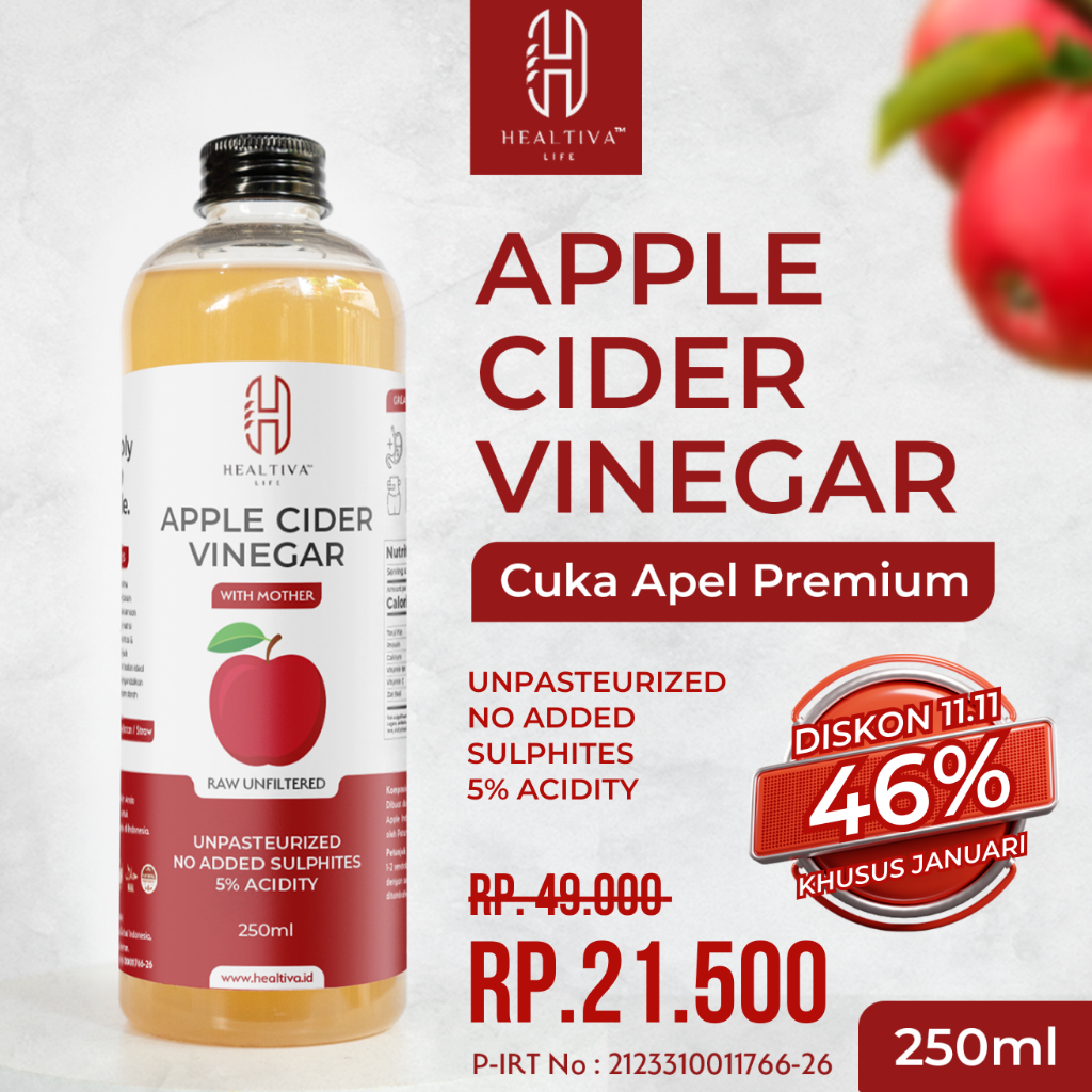 

Cuka Apel Organik With The Mother Nutiver / Apple Cider Vinegar / Minuman Diet dan Kesehatan / 100% Alami