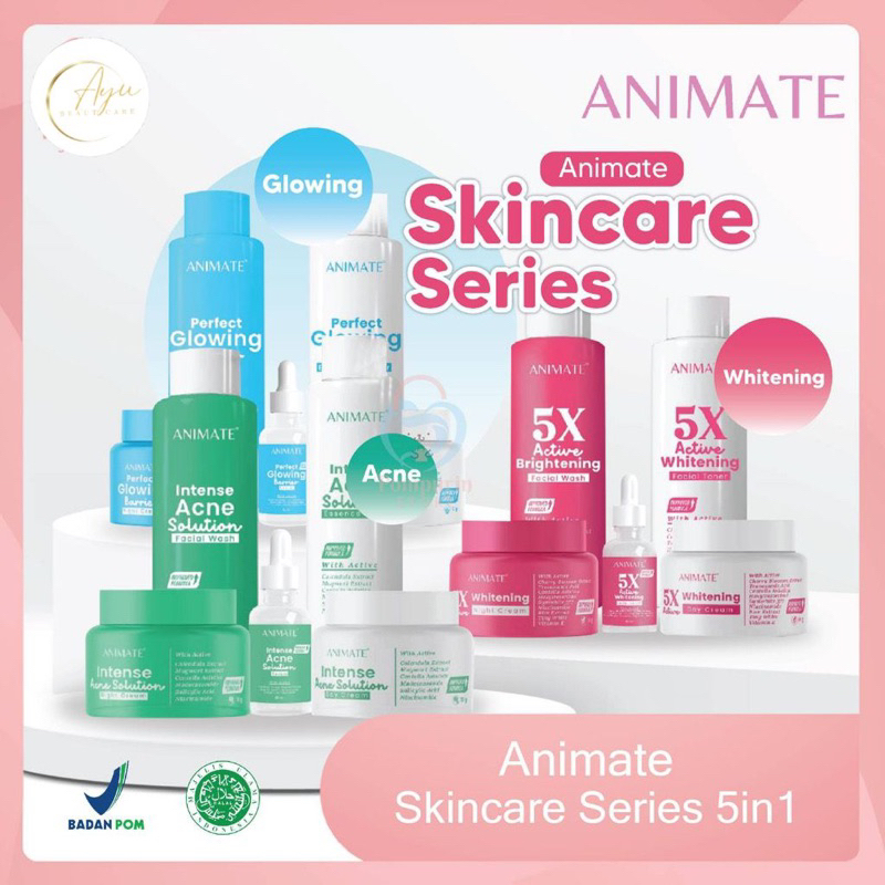 Animate Skincare Ori BPOM Kemasan BARU 5in1 Active Whitening series, perfect glowing barrier series,