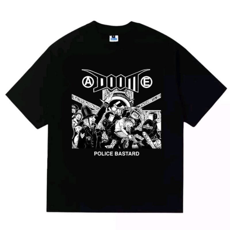 Mcvoice T-shirt Kaos Punk Keren Doom Police Bastard