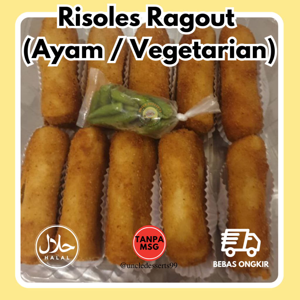 

(GORENG) 10 pcs Risoles Ragout Ayam / Risoles Ragout Vegetarian Risol Ragout kualitas PREMIUM