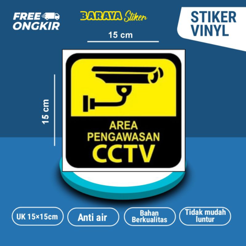 

Stiker cctv stiket area pengawasan cctv stiker sign uk 15×15cm
