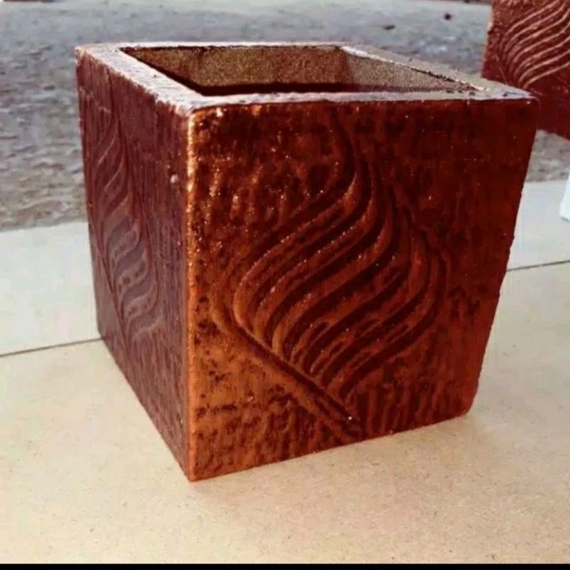 pot kayu vas kayu persegi tinggi 15cm lebar 15cm untuk bunga plastik / artificial