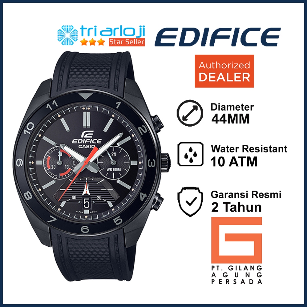 Casio EDIFICE EFV-590PB-1AVUDF - Jam Tangan Pria EFV590PB Karet Hitam EFV-590PB-1A EFV-590PB EFV590 