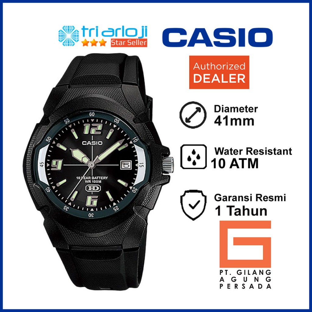 CASIO MW-600F-1AVDF Jam Tangan Pria Analog Karet Hitam MW600F MW-600F-1A
