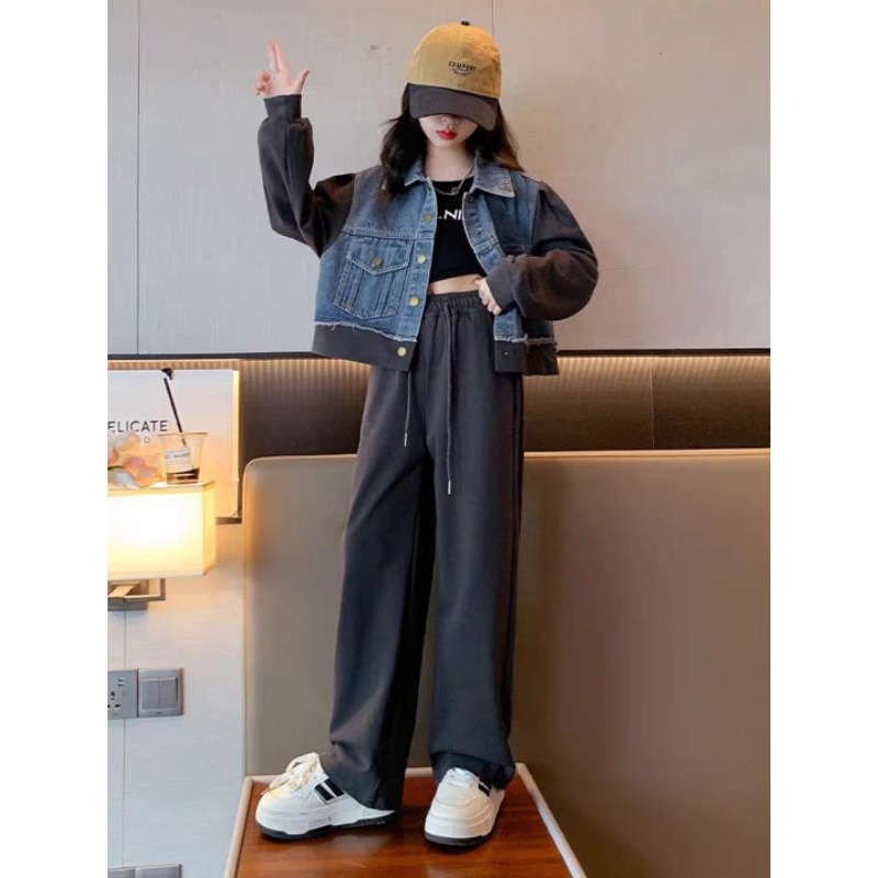 NEW ARRIVAL ONESET SETELAN BANGKOK ATASAN JEANS + CELANA KULOT IMPORT SUPER PREMIUM ANAK CEWE USIA 7