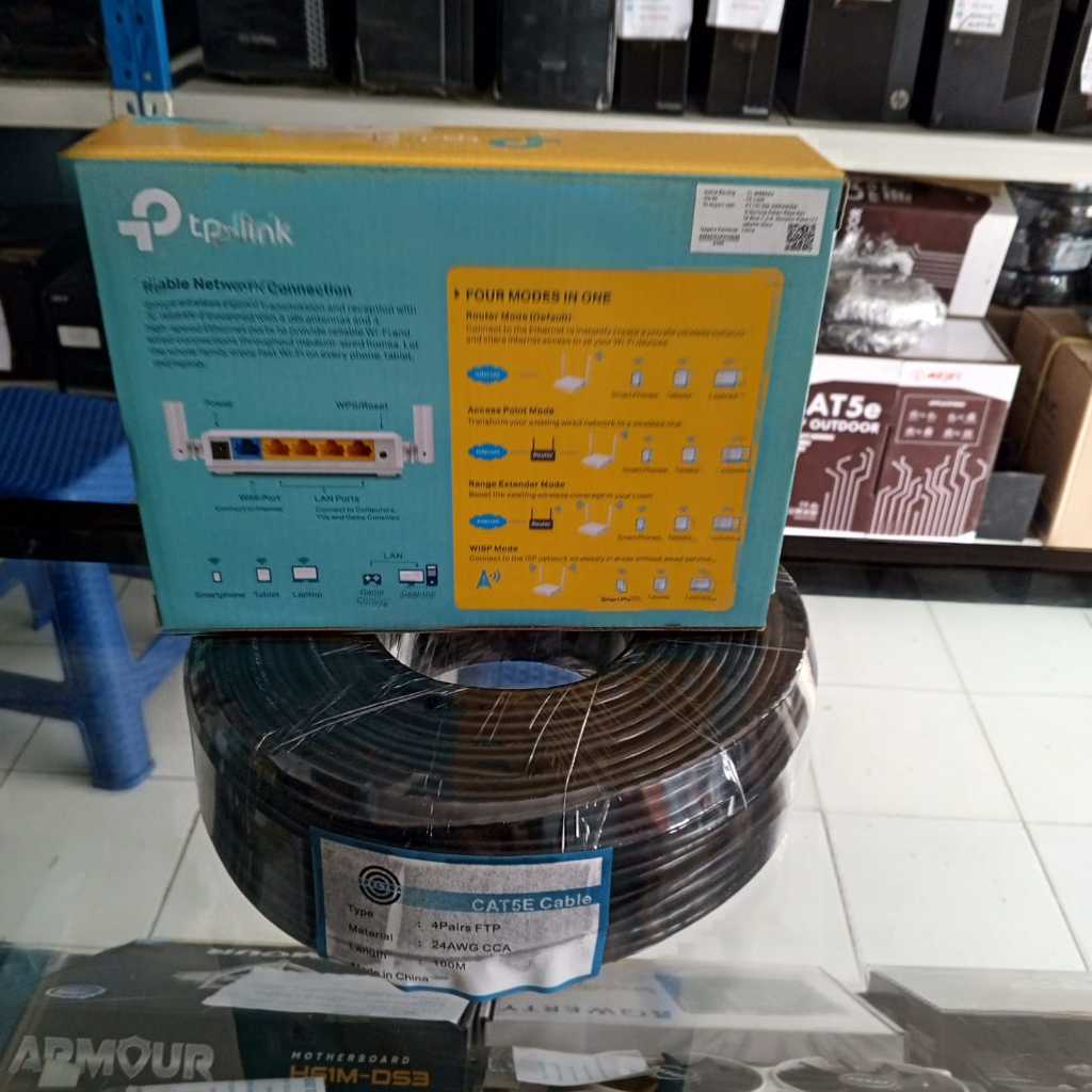 Paketan Ruter tp link TL-WR8200N /TL-WR844N dan kabel lan ftp outdoor 100M