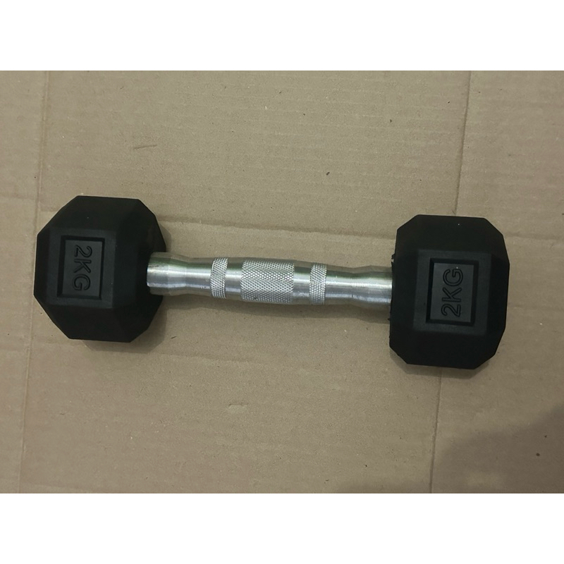 BSM.Medan RUBBER COATED HEXAGONAL BARBEL /  DUMBELL 2  KG BESI