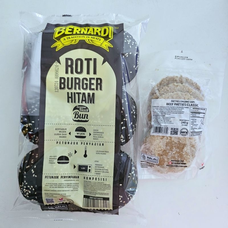 

(PAKET) BERNARDI burger hitam wijen + BERNARDI beef patties classic 6s