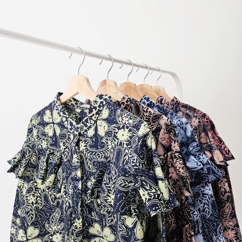 Batik Ruffle Top, Batik LD 110cm | Atasan Batik Wanita Modern Vol 109