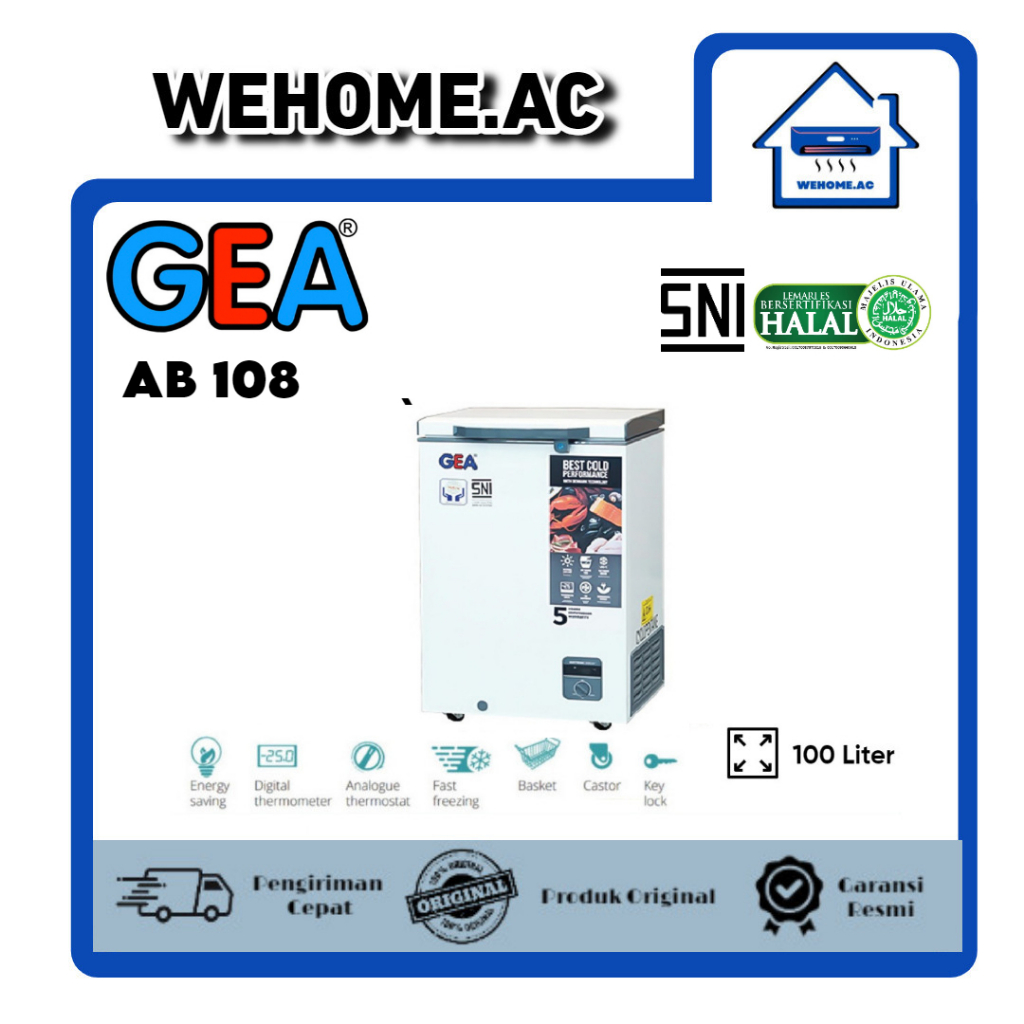 Chest Freezer GEA AB 108R Freezer Box GEA 100 Liter Lemari Pembeku GEA