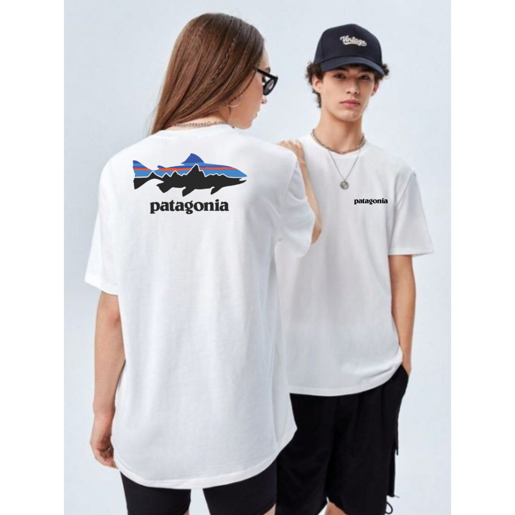 Patagonia Kaos Casual Putih Premium Cotton Combed 24s