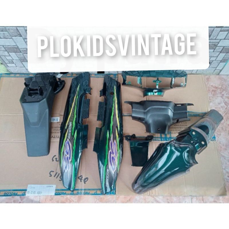 PAKET BODY HALUS BODY KASAR SUZUKI TORNADO SHOGUN KEBO WARNA HIJAU BOTOL+STRIPING