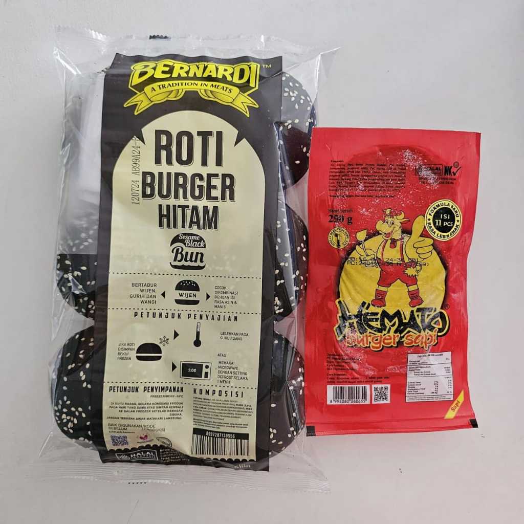 

( PAKET) BERNARDI burger hitam wijen + HEMATO isian burger 10s