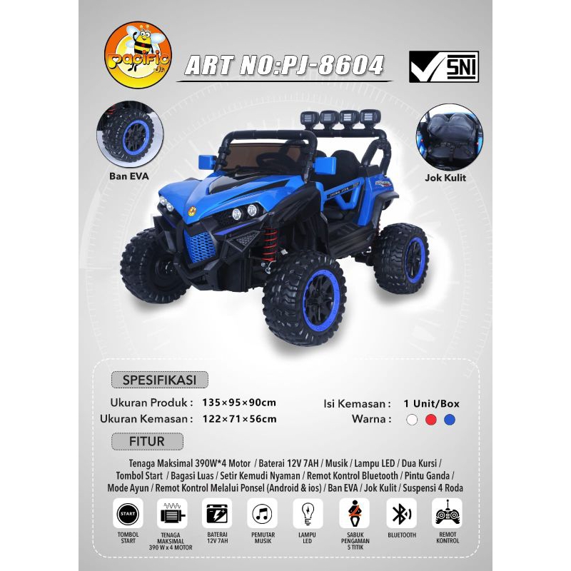 (FREE KARPET) Mobil aki anak pacific PJ-8604 PJ8604 PJ.8604 PJ 8604 Ban full karet