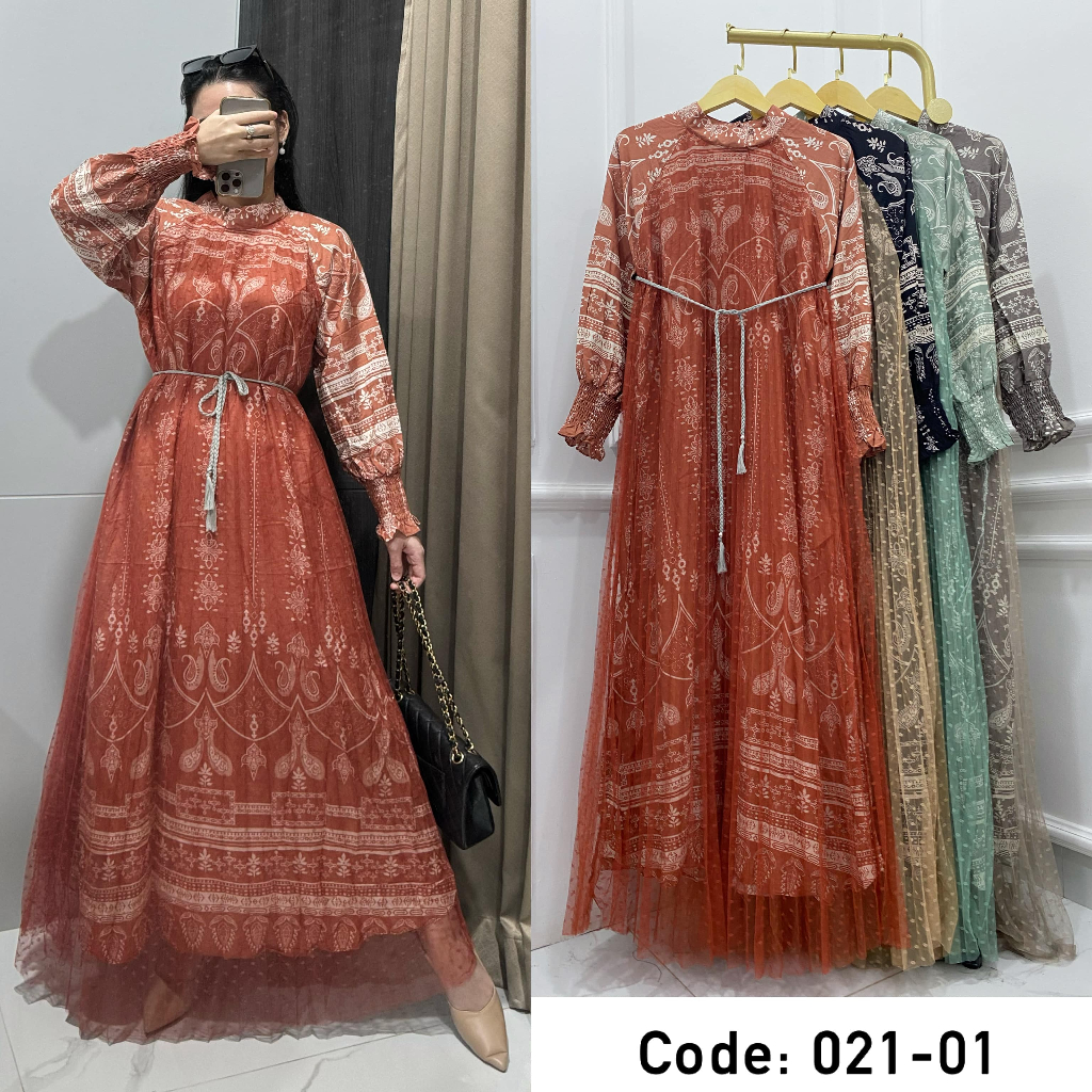 GAMIS RAYON MIX TILE FREE BELT GAMIS LEBARAN EID IDUL MEWAH MURAH PGMTA 021-02