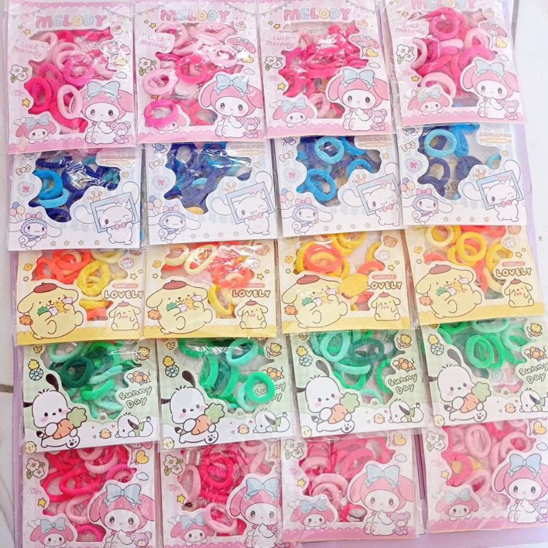 Set ikat rambut anak motif sanrio my melody kuromi cinnamoroll pompompurin pochocho / kunciran hair 