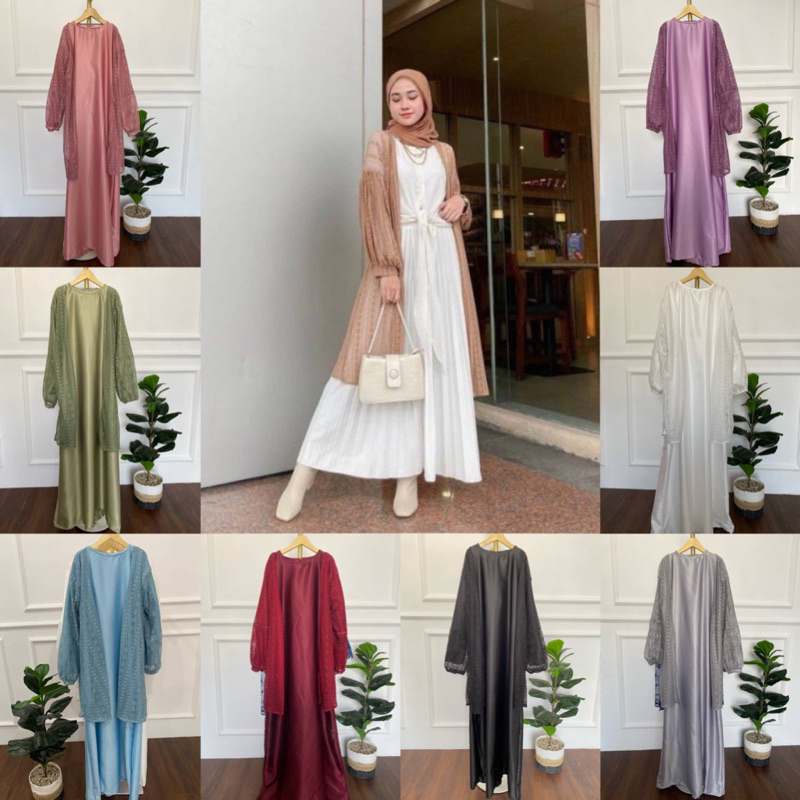 Inner Dress GAMIS DALAMAN SATIN KEBAYA LENGAN PANJANG